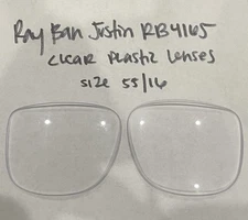 New Original Ray Ban Justin RB4165 4165 Clear Plastic Replacement Lenses