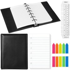 Feifeiya Mini 6 Ring Binder and 3 x 5 Inch Refill Paper Set,1 Black Colorful