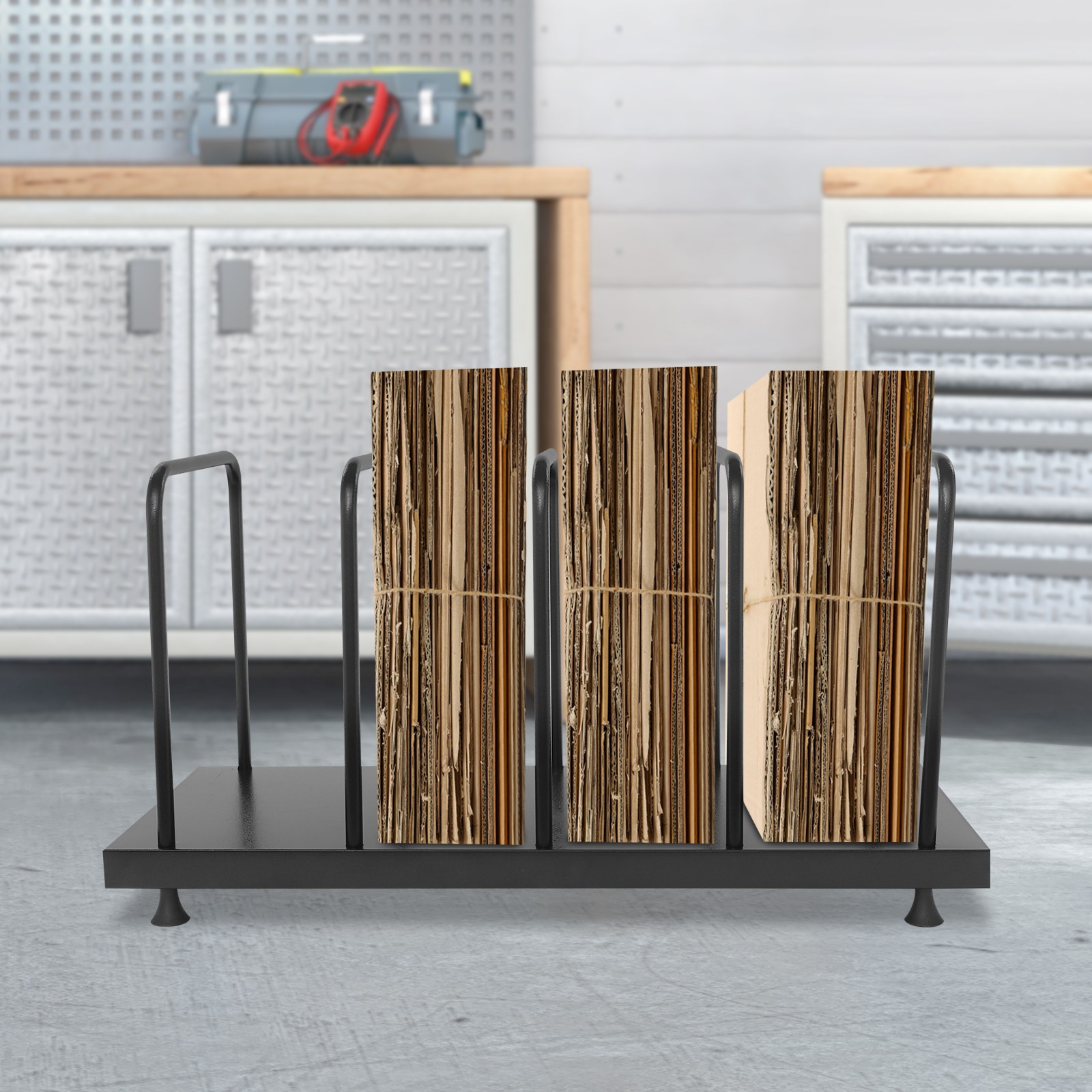 Carton Panel Storage Rack 5 Poles Black Carbon Steel 43 18 23 In