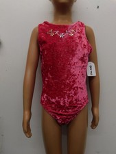 Gymnastics Leotard Vintage Hot Pink Large Child Soft Acro Velvet Sparkle