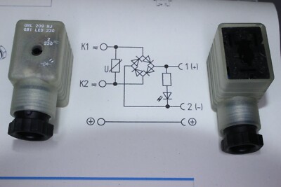 3 Stück Hirschmann Ventilstecker 3polig GML 209 NJ GB1 LED 230