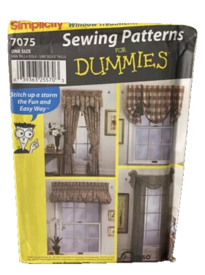 Simplicity 7075 Window Treatments~Curtains Swags Valances Ascot Pattern Uncut