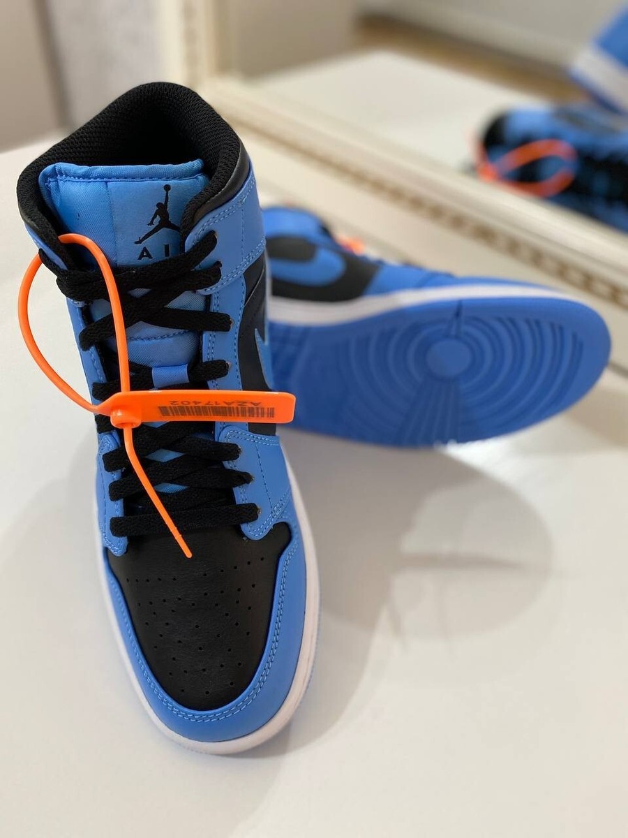 Air Jordan 1 Mid VJ Blue Black White Casual Sport Sneakers DQ8426