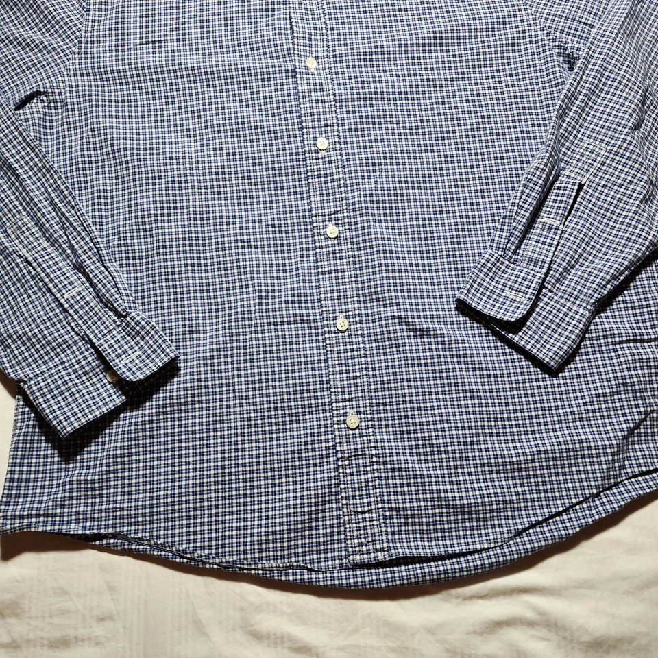 Jack Spade Shirt Mens XXL Blue White Plaid Button Up Long Sleeve 100% Cotton - Image 3 of 4