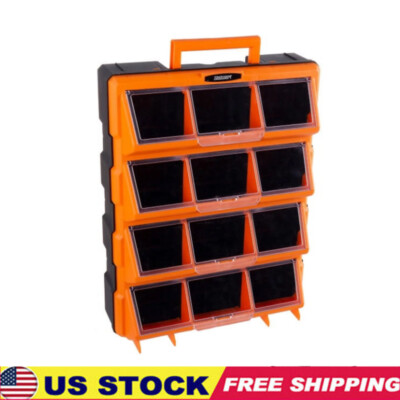 Plastic Storage Drawers 12-Bin Hardware or Craft Cabinet Tool Boxes Organizer