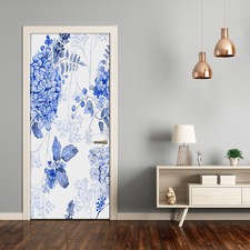 3D Home Art Door Self Adhesive Removable Sticker Living room Flowers Plant Beige