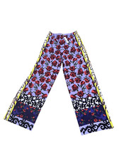 Alice + Olivia Stacey Bennet Multicolor Rose Print Mix Pattern Wide Leg Pants XL