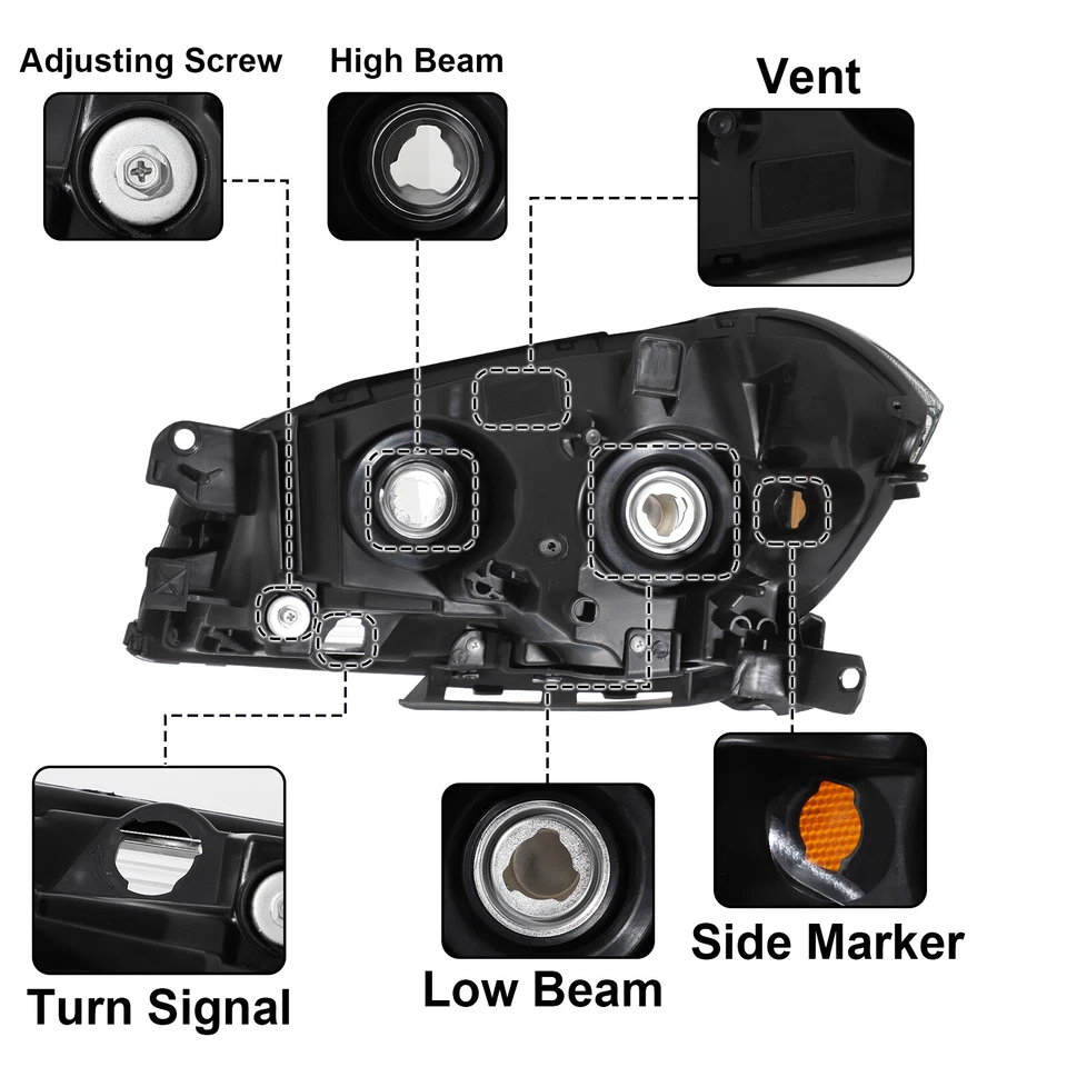 Headlights For 2008-2012 Chevy Malibu Sedan 4-Door Headlamps Left+Right Pair Foto 3 de 4