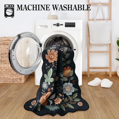Lahome Floral Waschbar 6x9 Vorleger, Weicher Schlafzimmerteppich für Wohnzimmer Ultra-... - Bild 4 von 7