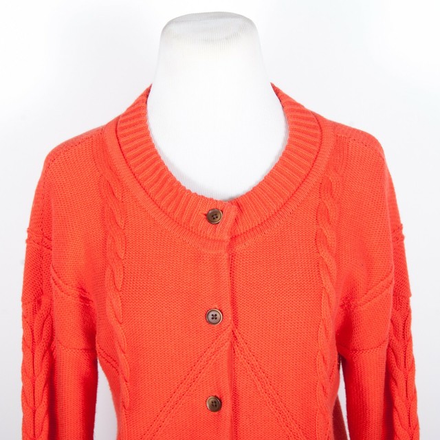 CAbi #5449 Citrus Orange Cable Knit Cardigan Sweater Small | eBay
