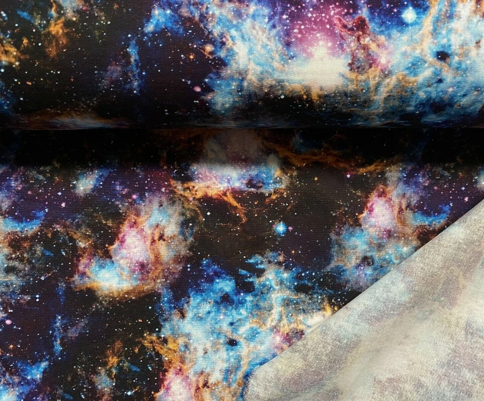 Baumwollstoff Stoff Meterware Patchwork 50 cm Galaxy Milchstraße Universum Bunt - Bild 2 von 3