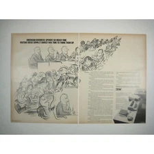 1969 IBM Ad American Business Spends Time Writing Ideas Vintage Print Ad 2 Page