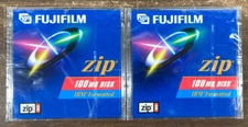 Lot of 2 Fuji Fujifilm 100 MB Zip Drive Disks IBM Formatted New Factory Sealed