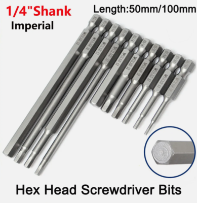 Magnetische Schraubendreher-Bits – 10 Stück, 2,5 Mm, 50 Mm Länge, Grau