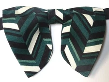 Oversized Black/Green Chevron Bow tie Vintage style 70s Wedding Prom Gift 4 Him