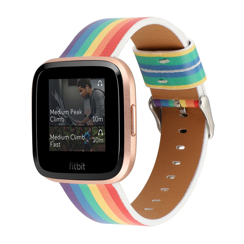 For Fitbit Versa /Lite Smart Watch Strap Leather Bracelet Wrist Band  Rainbow