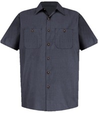 Two 2 Red Kap Mens XXL Short Sleeve Microcheck Uniform Shirt New Without Tags