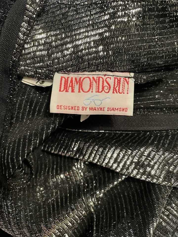 Vtg 70s Milkmaid Drop Waist Sheer Metallic Silver Party Dress 7/8 Disco 36/28 - Image 4 of 4