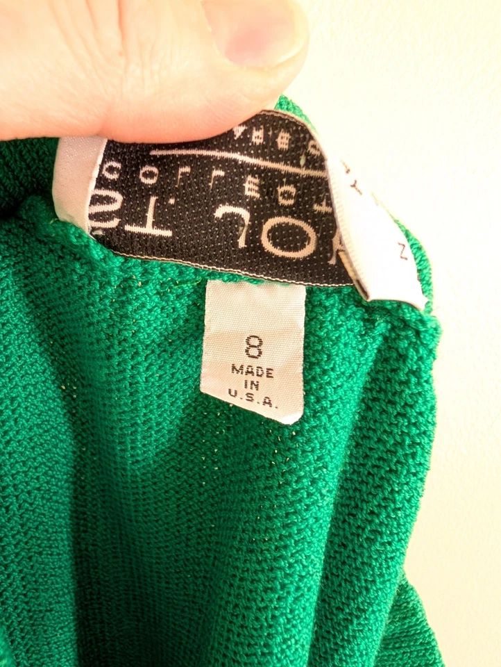 Vintage St. John by Marie Gray Pencil Skirt 8 Green Knit Office Core Knee Length - Image 4 of 4