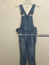 Cat Jack Girls Denim Stretch Overalls Adjustable Straps Size 10-12