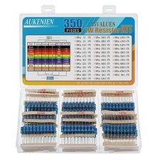 AUKENIEN 1W Resistor 1% Metal Film Fixed Electrical Resistors Assortment Kit 1 2