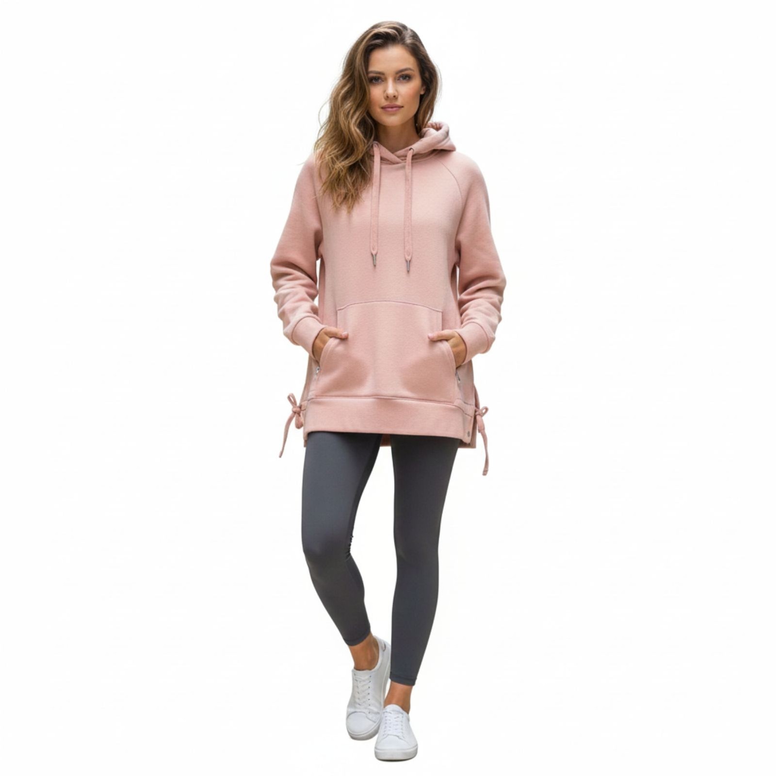 Fabletics Light Pink Drawstring Hem Pullover Hood… - image 3