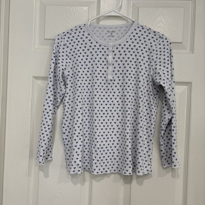Roller Rabbit Pajama Top Blue Hearts Henley Snap Size Small