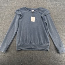 Lauren Conrad Womens Washed Sweatshirt Long Sleeve Blue Size M NEW