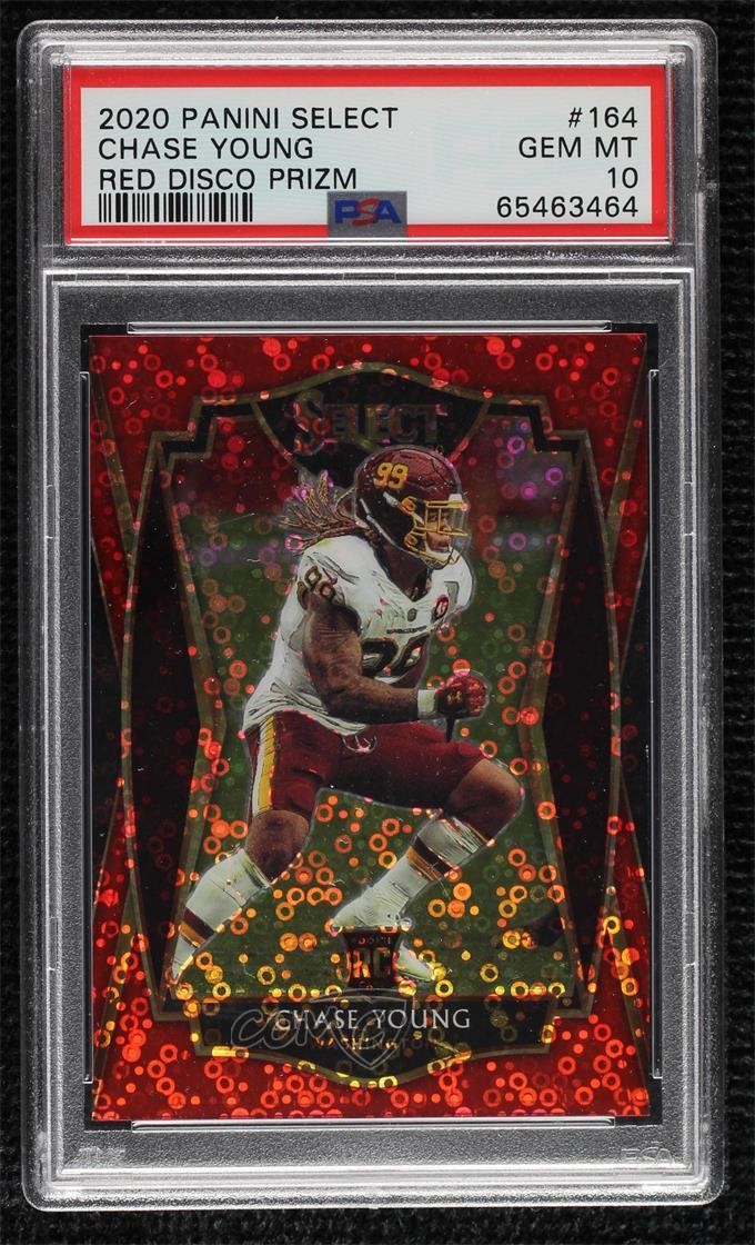 2020 Select Premier Level Red Disco Prizm /49 Chase Young #164 PSA 10 Rookie RC
