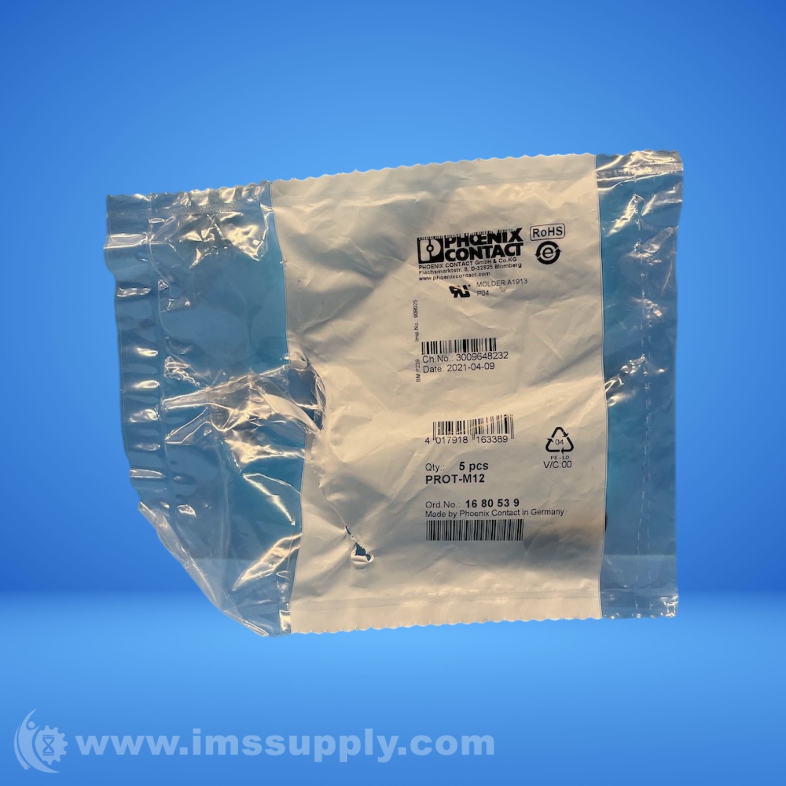 Phoenix Contact 1680539 PROT-M12 Bag of 5 M12 Screw Plugs 9758