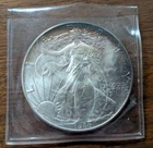 1986 AMERICAN SILVER EAGLE BULLION, FIRST YEAR, 1 oz  .999 SILVER