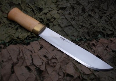 Helle Lappland Jagdmesser Leuku 12C27 Stahl Birkenholz Lederscheide Outdoor 