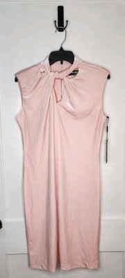 NWT Size 8 Karl Lagerfeld Iced Pink Velvet Dress Knotted Neckline Zip Closure