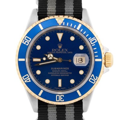 Rolex Submariner Date 40mm BLUE Two-Tone 18K Gold Stainless Steel 16613  Watch