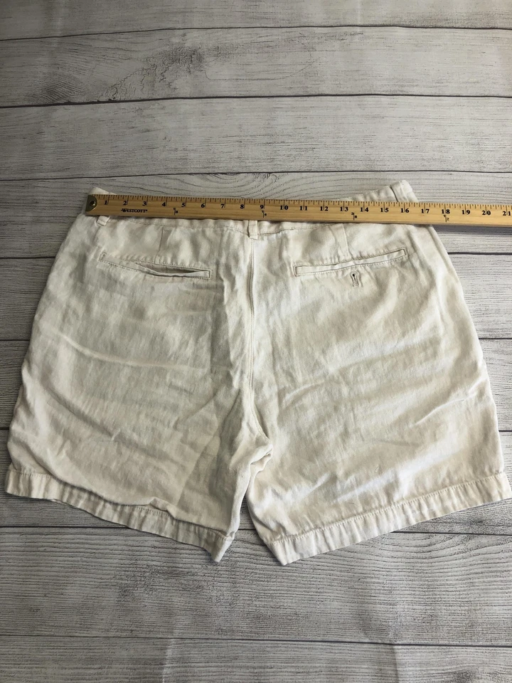 Pantalones Cortos Banana Republic Para Hombres 36 Blanco Mezcla de Lino Chino Ligeros Verano Informales Foto 4 de 4