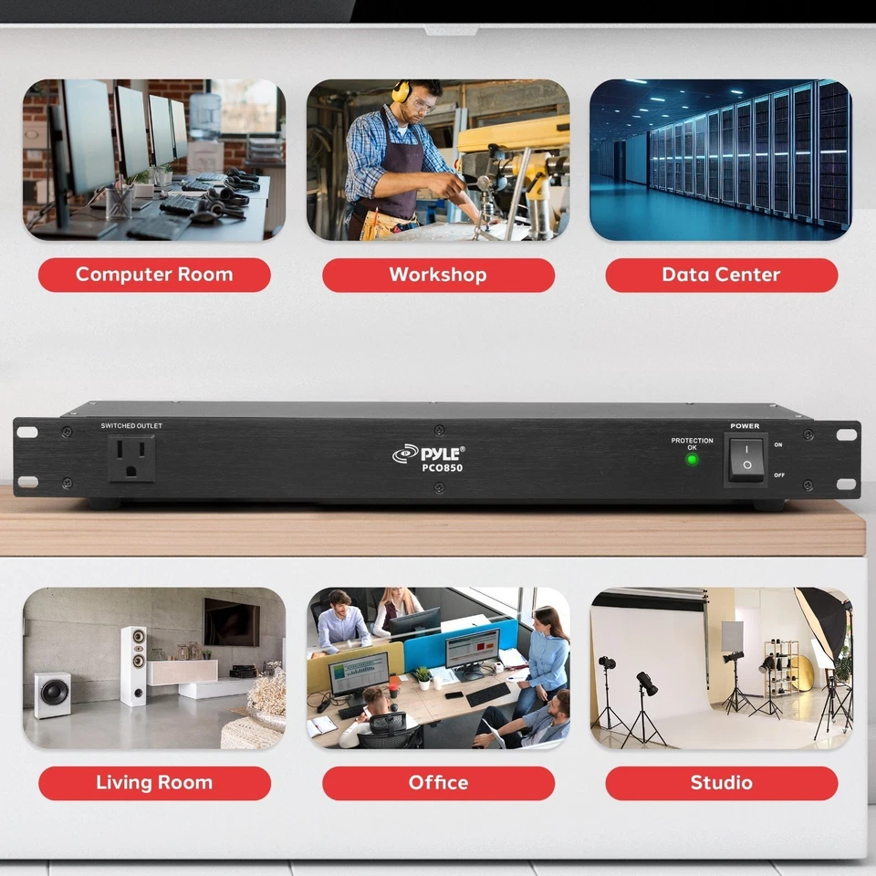 Pyle 15A Power Supply Conditioner Strip Surge Protection 9 Outlets / 120V PCO850 - Image 4 of 4