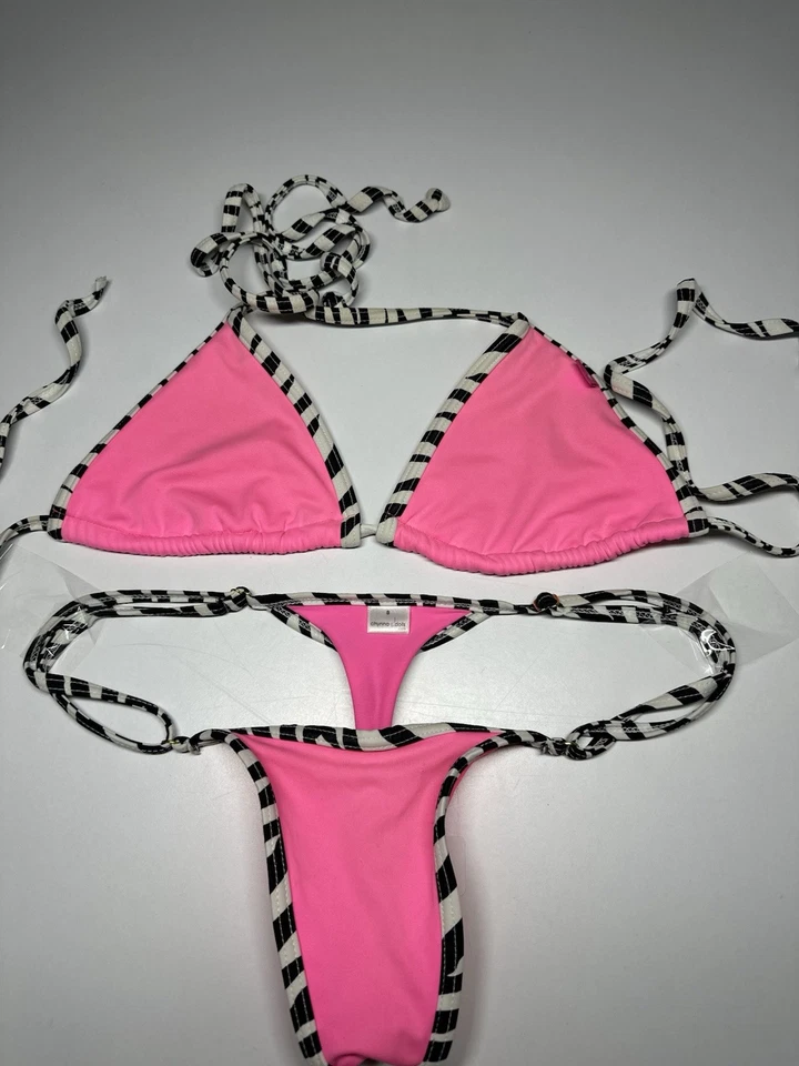 Bikini micro natación Chynna Dolls 2 piezas parte superior talla M tanga inferior talla S rosa Foto 2 de 4