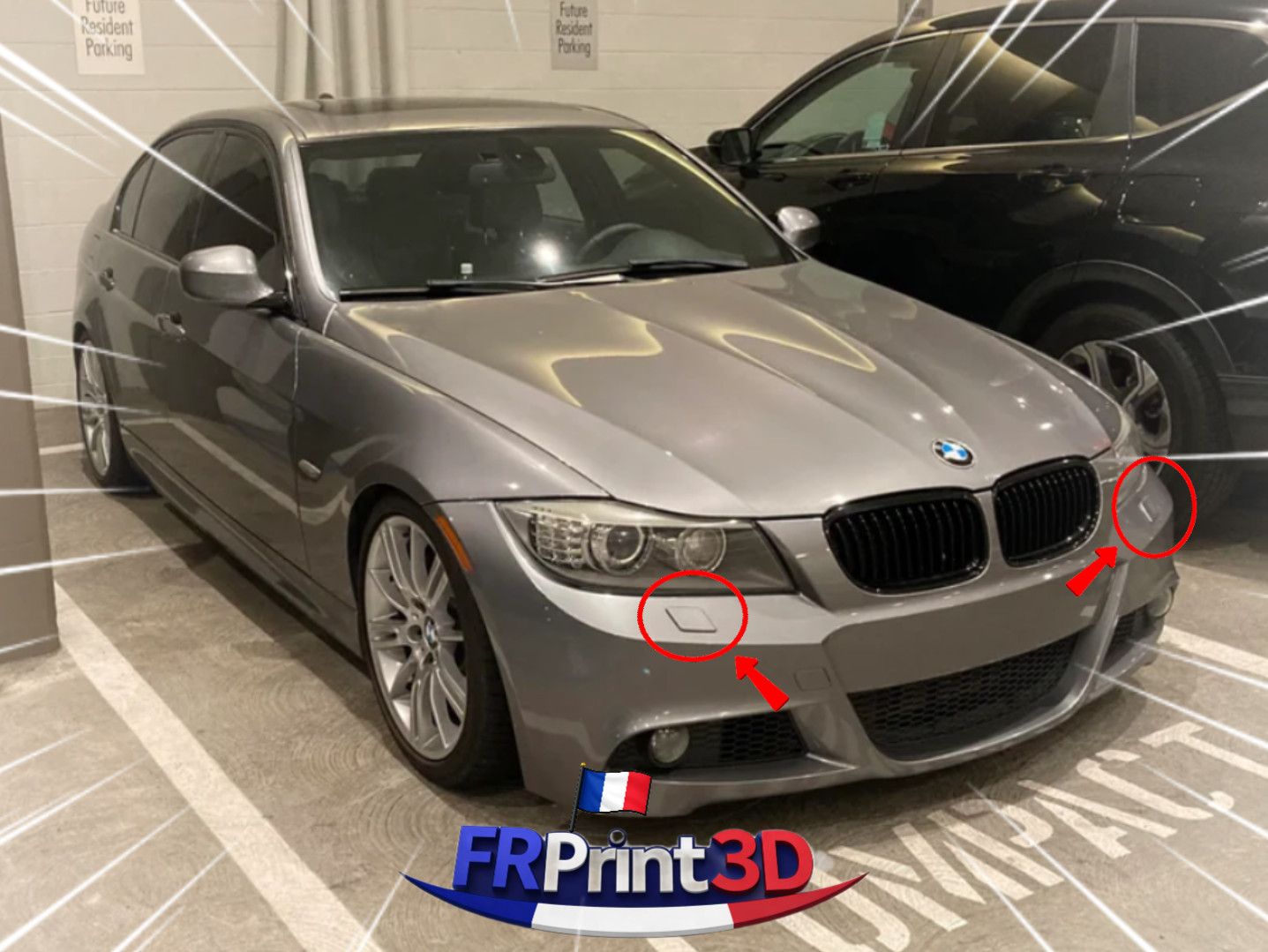 Cache lave-phare BMW E90 kit de remplacement gauche droit pour 335i noir