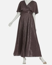 R & M Richards Women's Purple Crinkle Pleated Caplet Gown Dress Size-8