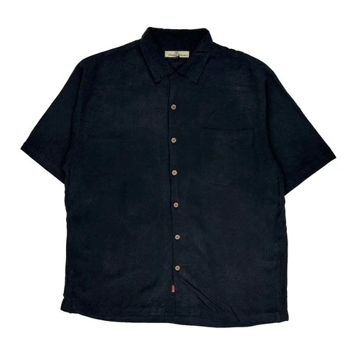 Tommy Bahama Hawaiian Shirt - Large Black Silk