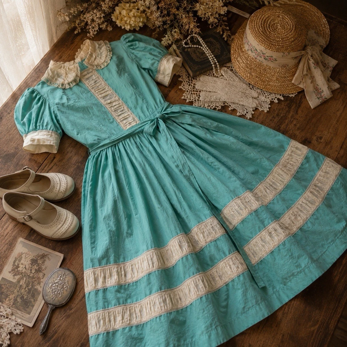 cotton retro dresses Vintage for Girls 1930s Decade for sale are approximations Special Size:8 Y Midi dress Rust Modest Satin Dress