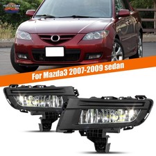 Pair Front Bumper Led Fog Lamp Light Drl For 2007-2009 Mazda 3 Sadan Pair Front Bumper Led Fog Lamp Light Drl For 2007-2009 Mazda 3 Sadan