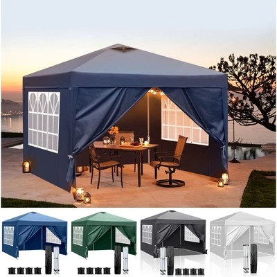 OUTVITA Pavillon 3x3M Stabil Winterfest Faltbar Partyzelt mit 4 Seitenwänden & Sandsacks