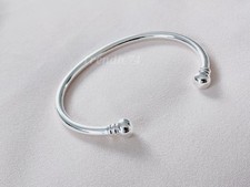 Solid 925 Sterling Silver Heavy Plain Mens Torque Bangle Bracelet  Ball