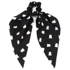 Halloween Hair Ties for Women Girls Soft Fall Ghosts Hair Scrunchies Spooky Blac