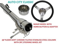 Tilt Steering Column 28 Streethot Rod Floor Shift Banjo Wheel Chevy Ford