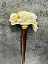 2 pcs wooden walking stick hand carved DOG wooden walking cane