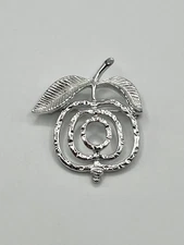 Vintage Sarah Coventry Silver Tone Modernist Apple Brooch