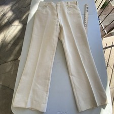 Vintage 60s 70s Unbranded Cream Textured Trousers Talon Zip USA Made Look 32x30