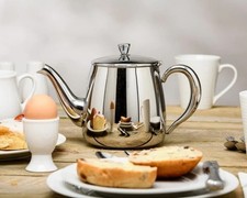 Steelex 48oz Chelsea Teapot Stainless Steel 1.4L Induction Safe Silver Polish